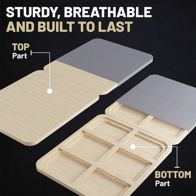 Premium 38mm Solid Surface Wood Bunkie Board Queen Size Bed Frames, 4-Piece Under Mattress Support Board, Fully Assembled.