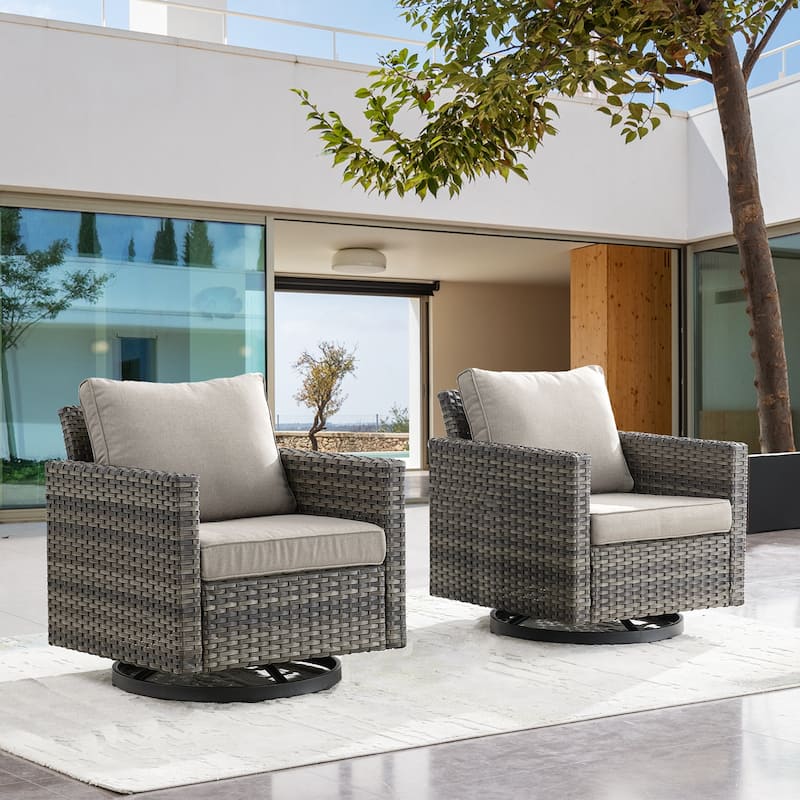 Pocassy (PE)-2 Piece Patio Dining Rocking chair set(Gray Rattan) - Grey