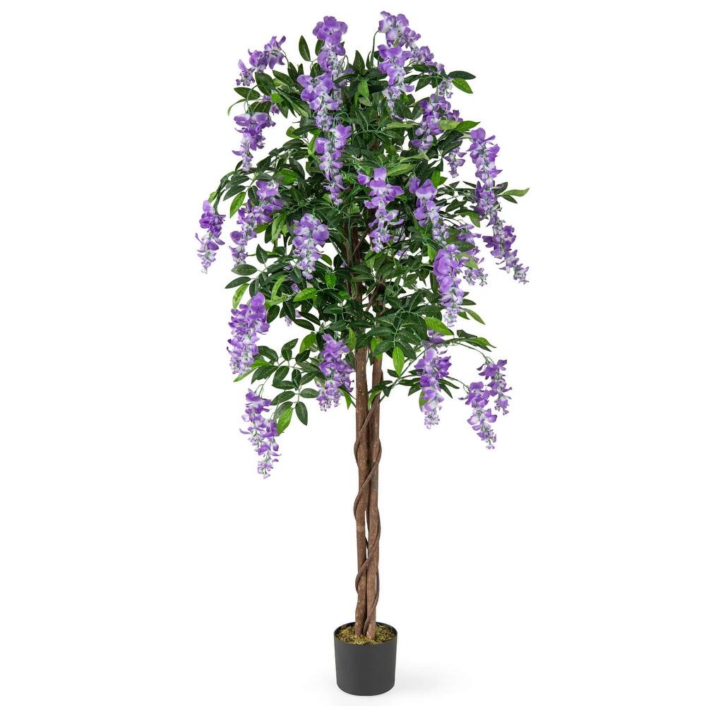 Costway 1/2 PCS 5.5 FT Tall Artificial Ficus Tree Faux Wisteria Plant