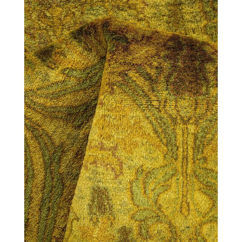 Overton Hand Knotted Wool Vintage Inspired Modern Contemporary Overdyed Gold Area Rug - 4' 8" x 7' 3"