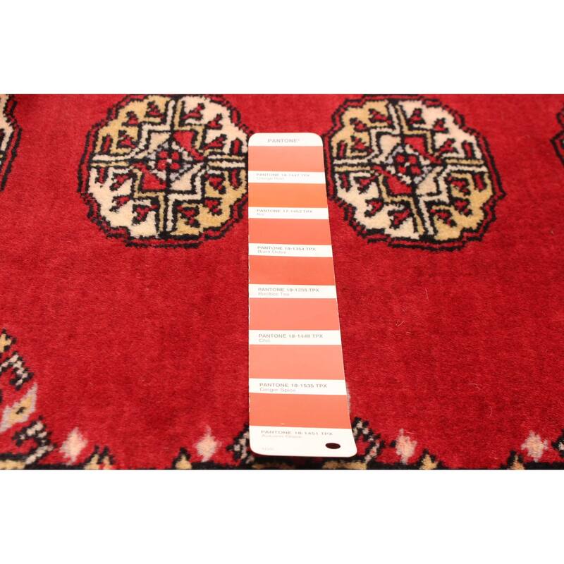 ECARPETGALLERY Hand-knotted Finest Peshawar Bokhara Red Wool Rug - 2'9 x 9'10