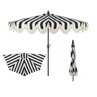 9ft Half Market Umbrella, Scalloped, Crank, Tilt, UV, by JONATHAN Y