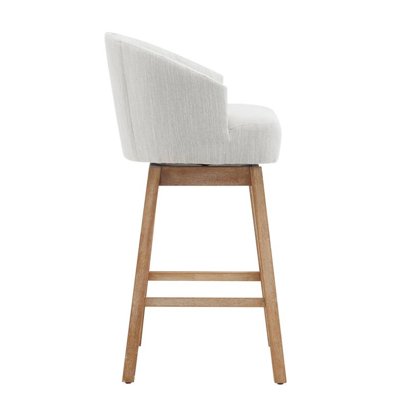 33.25" Swivel Counter Stools Set of 2, Upholstered Counter Height Bar Stools with Solid Rubber Wood Frame, Backrest, Footrest