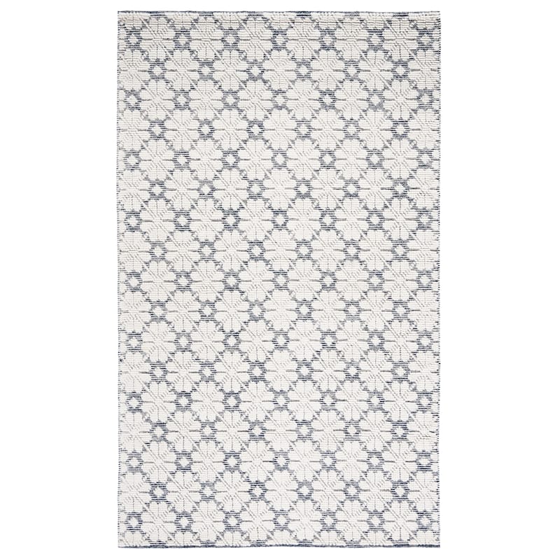 SAFAVIEH Handmade Vermont Jolie Wool Rug - 6' Square - Ivory/Blue