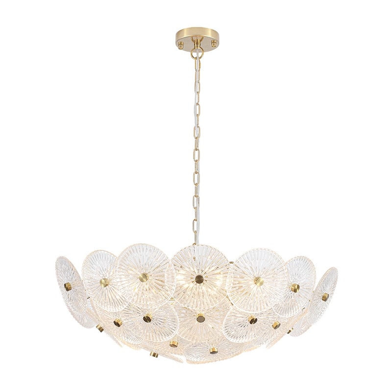 Glam 9-Light Tiered Clear Art Glass Round Basin Chandelier 28in