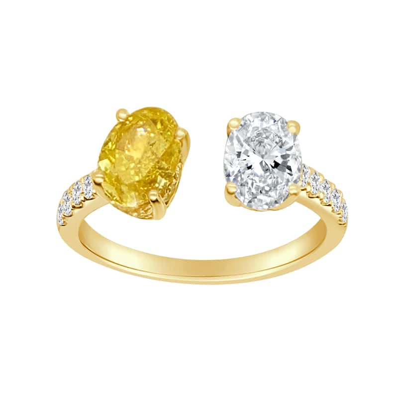 Auriya 14k Gold Lab Grown Oval Diamond Toi et Moi Bypass Ring 2.00 ct. tw. (F-G, VS)
