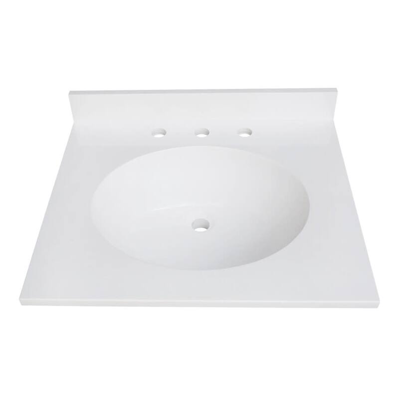 Kingston Brass KVPB2522A38 Wimbeldon 25" Solid Surface Vanity Top with - Glossy White