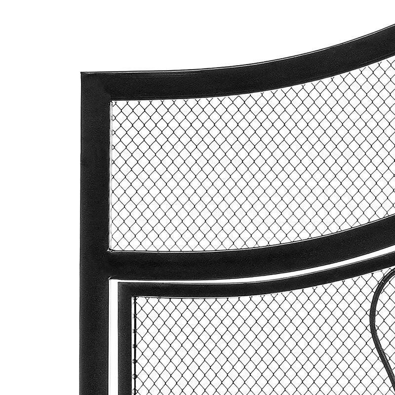 Elegant 2 Panel Black Unique Pattern Iron Fireplace Screen- - 37.8'' x 12.2'' x 31.1''