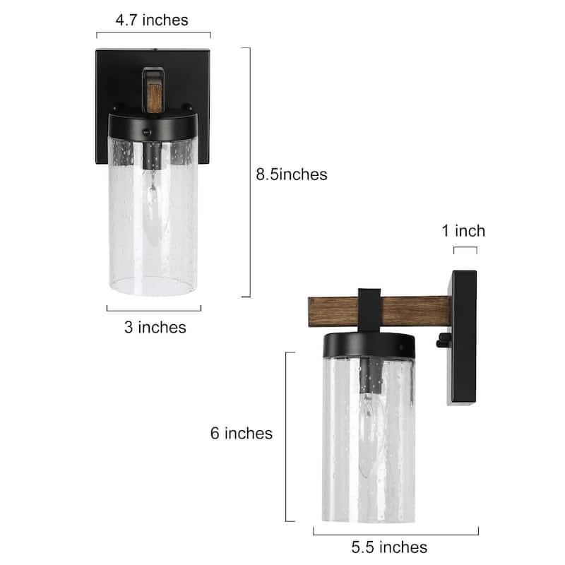 Fora Modern Farmhouse 1-light Cylinder Seeded Glass Shade Bathroom Vanity Light - L4.5"* W 5.5"* H 8.5"