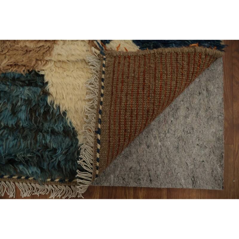 Hand Knotted Oriental 100% Wool Carpet Modern Geometric Multi-Colored Moroccan Area Rug - 9' 11'' X 6' 7''