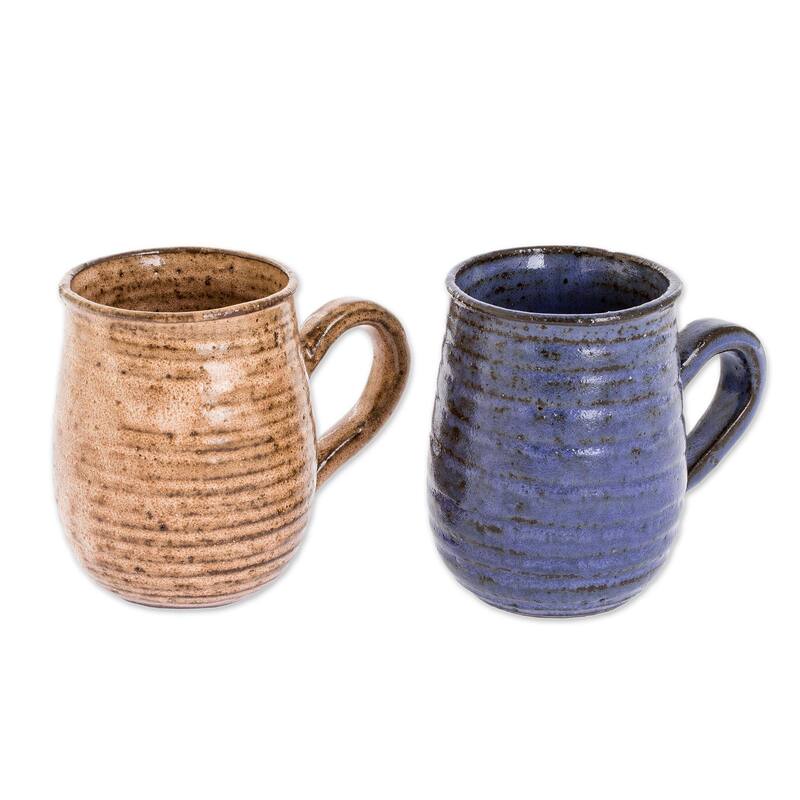 Novica Handmade Subtle Aroma Ceramic Mugs (Pair)