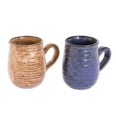 Novica Handmade Subtle Aroma Ceramic Mugs (Pair)