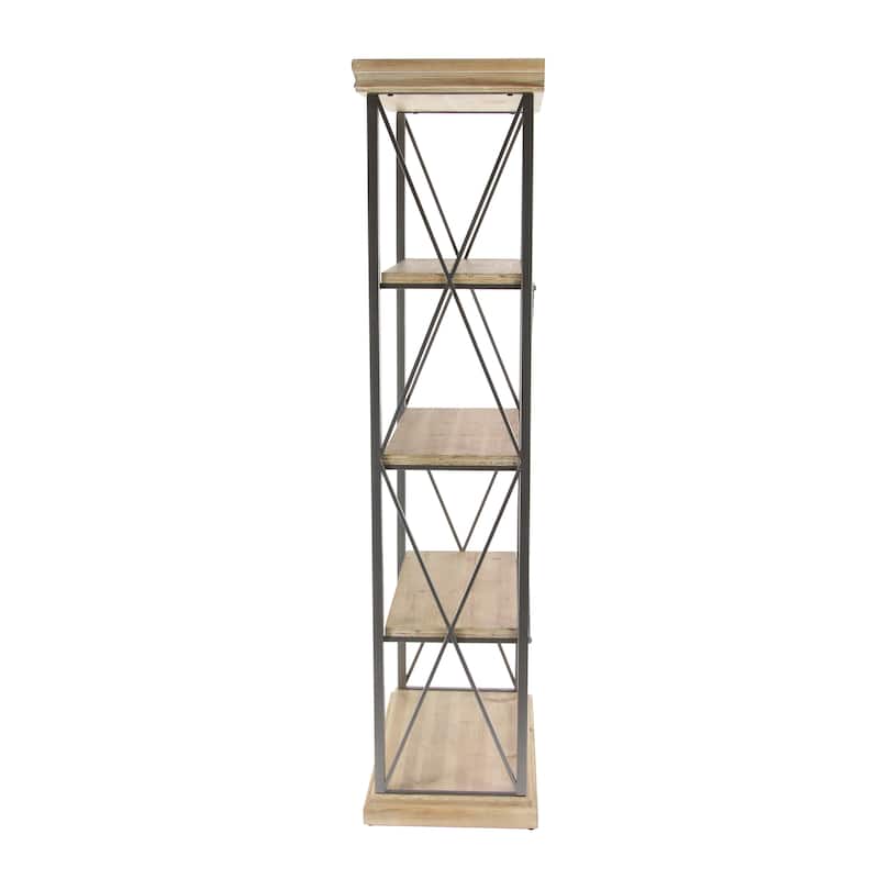 Wood 5 Shelves Shelving Unit - Brown - Roche River Decor - 17"W x 30"L x 72"H