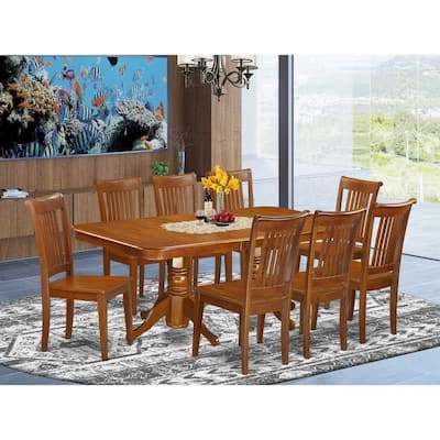 Kitchen Dining Set 9 Piece Table & Chairs - Saddle Brown Cottage Style