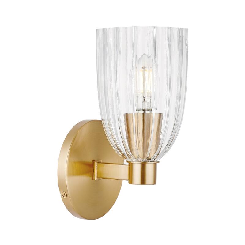 Bellevue SHWS47275 Meridian 9" Tall Bathroom Sconce with Clear Pleated