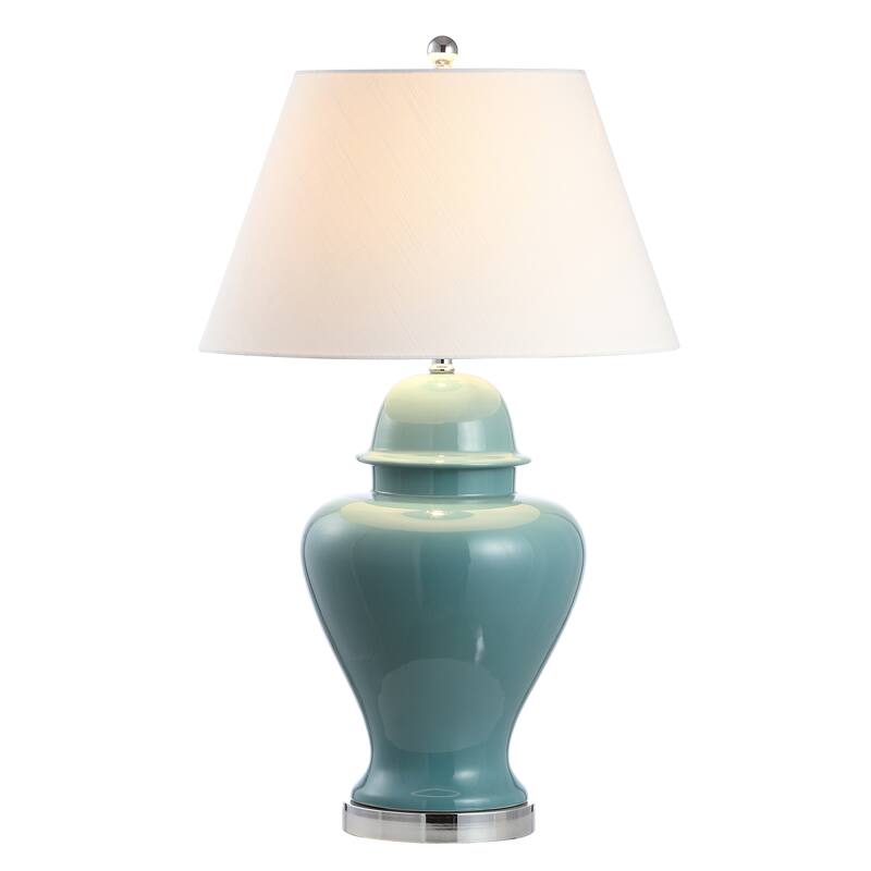 Watts 33" Ceramic/Iron Modern Classic LED Table Lamp, Green by JONATHAN Y