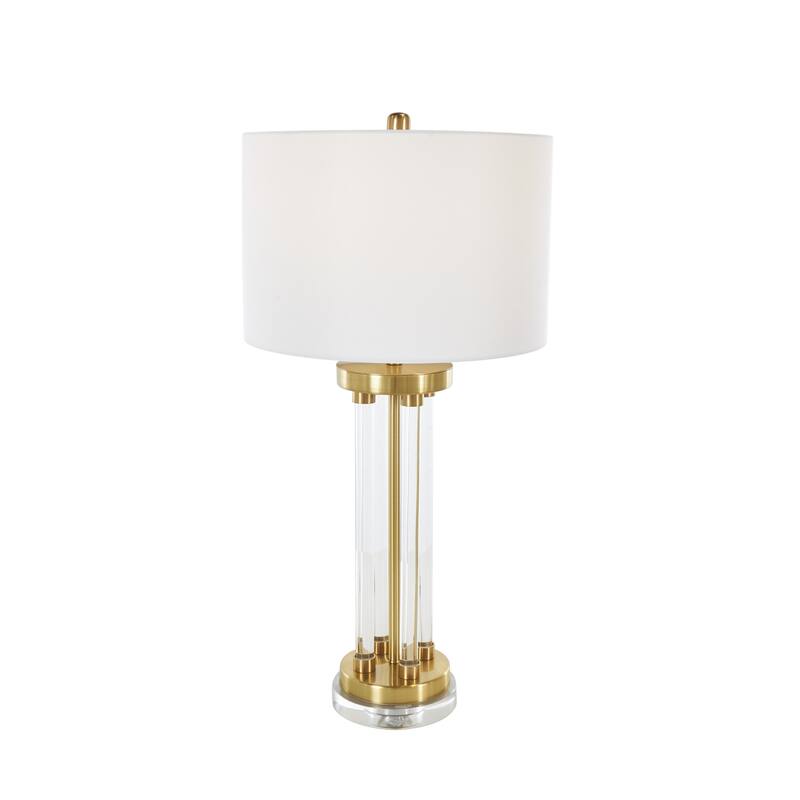 Clear Crystal Rods Room Table Lamp with Gold and Silver Base