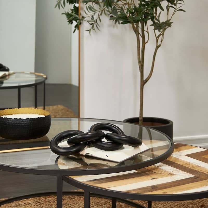 Stylish Aluminum Metal Chain Sculpture - Gold, Black, Silver
