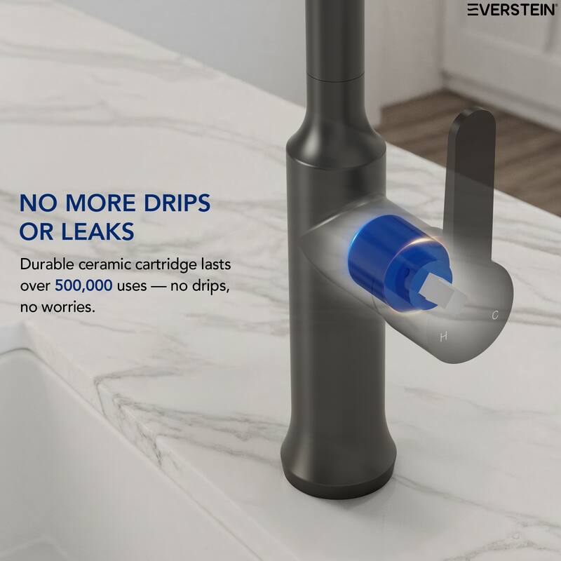 Single Handle Pull Down Kitchen Faucet with Sprayer Brass Swivels 360° Kitchen Faucet