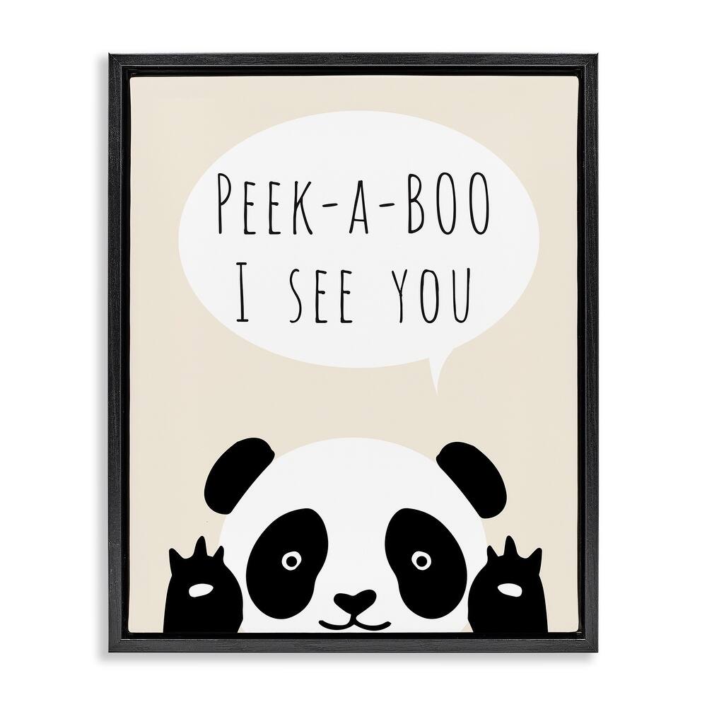 Stupell Peek-a-Boo Panda Bear Framed Floater Canvas Wall Art Design By Chen Alyesh