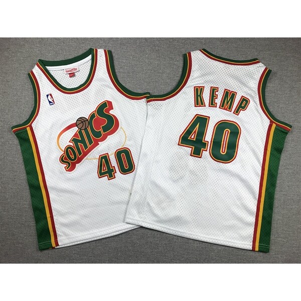 Youth Seattle Supersonics Shawn Kemp White Jersey - Bed Bath