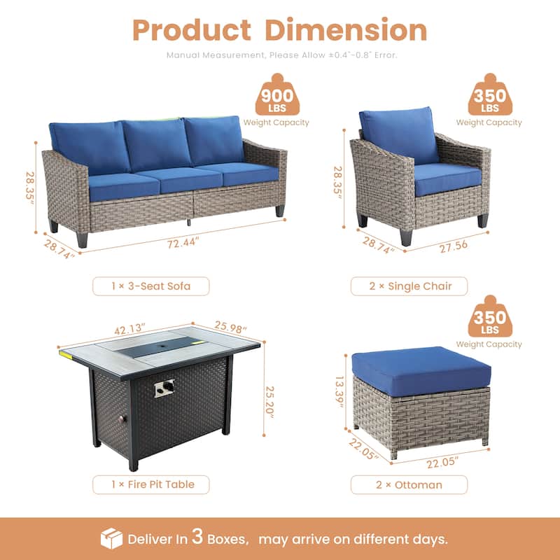 XIZZI Outdoor Patio Furniture Set with Fire Pit Table