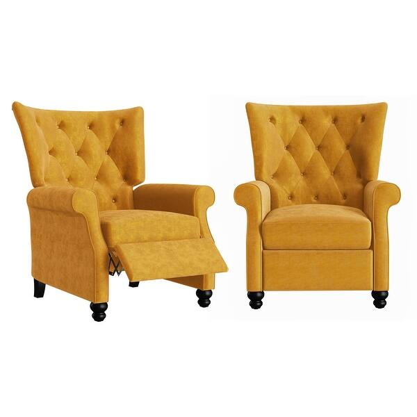 slide 2 of 8, Copper Grove Plush Pushback Recliner Chairs (Set of 2) Mustard Gold
