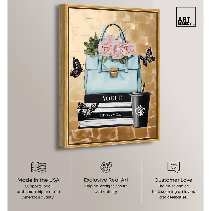 Golden Era of Glam Books Canvas by Art Remedy