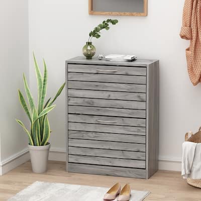 22.4"W Two Drawers Shoe Cabinet,Fold-out Drawer Shoe Organizer