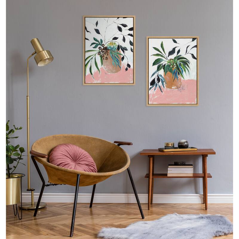 Kate and Laurel Sylvie Wild Foliage Framed Canvas by Nikita Jariwala