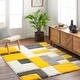 preview thumbnail 4 of 10, Livabliss Bologna Colorblock Geometric Plush Area Rug 5' 3" x 7' - Yellow/Grey