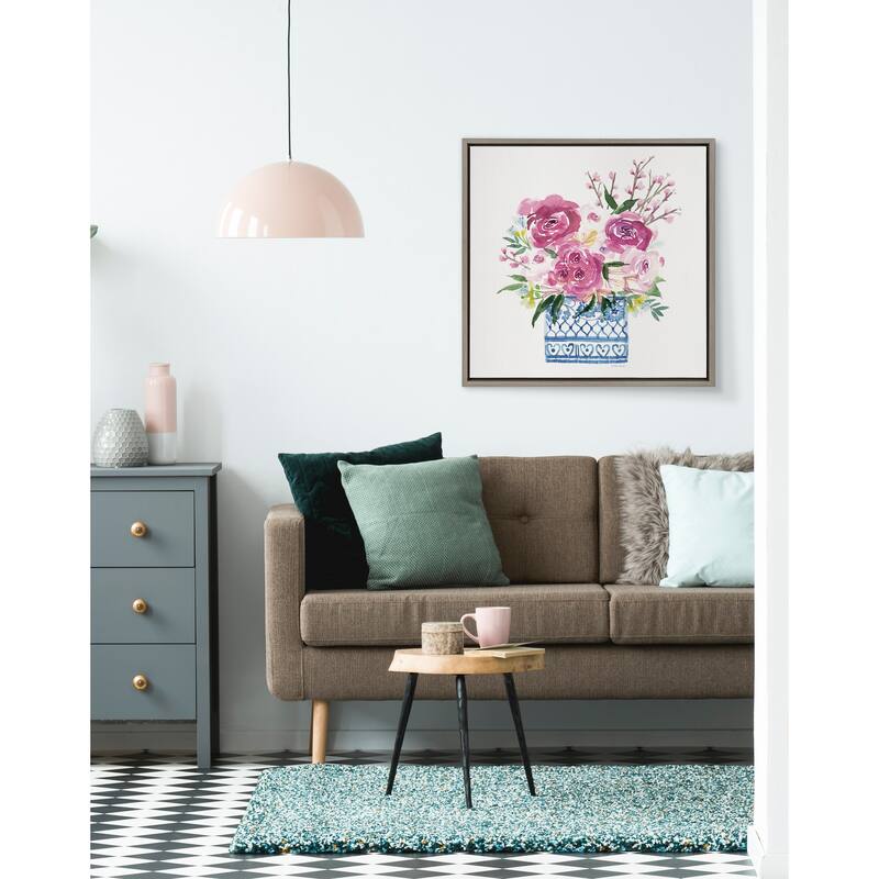 Kate and Laurel Sylvie Blooms Framed Canvas by Patricia Shaw
