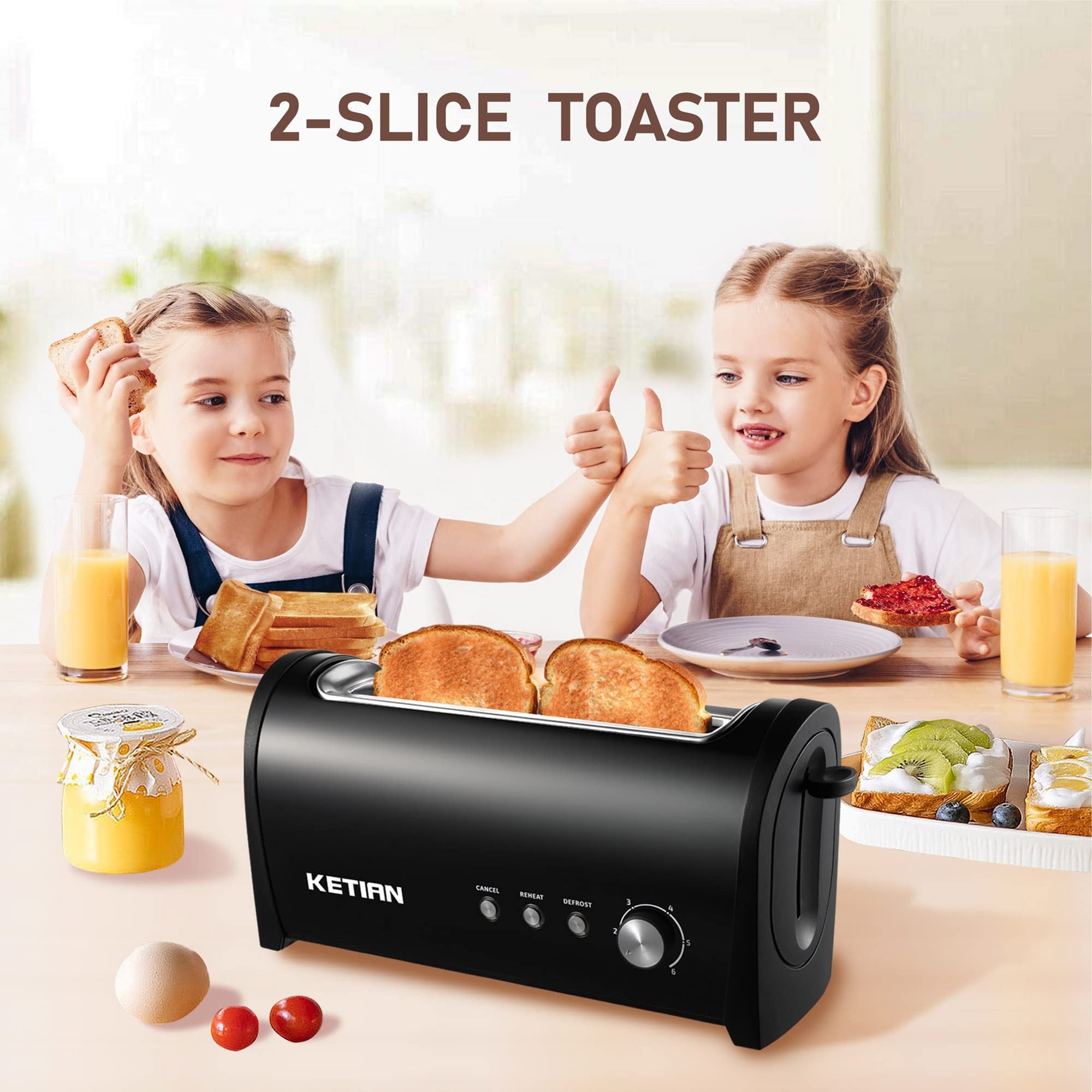 Long Slot Toaster with Cover, Slice Extra Wide Slot