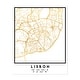 Lisbon Portugal Lisbon Street Map Maps Minimal Urban Art Print/Poster ...