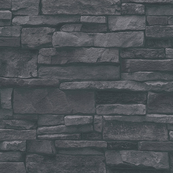 slide 2 of 4, Galerie Wallcoverings Bricks and More Collection Black Sandstone Splendour Motif Matte Finish Vinyl on Non-woven Wallpaper Roll 33-feet long x 21-inches wide - Black