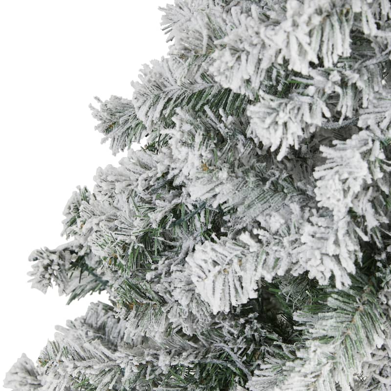 5ft. Flocked Spruce Artificial Christmas Tree - Compact Snow-Kissed Holiday X-Mas Accent Tree