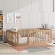 preview thumbnail 7 of 10, Enchanting Wood Twin Size Floor Bed Frame with Protective Fence by Harper & Bright Designs Natural