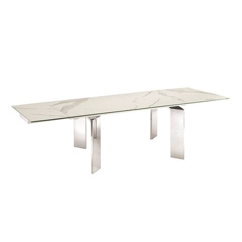 ASTOR dining tablewith high gloss white lacquer base. - N/A