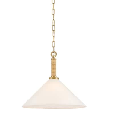 Lark 84417 Cove 1 Light16" Wide Pendant with Off-White Linen Shade
