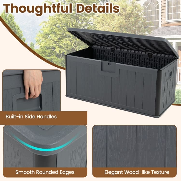 HDPE Outdoor Storage Deck Box with Aluminum Lid and Bench Top - 51" x 25" x 23"