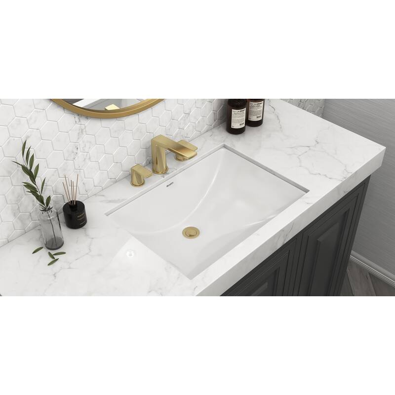 Ruvati 18 x 13 inch Undermount Bathroom Vanity Sink White Rectangular Porcelain Ceramic with Overflow - RVB0718