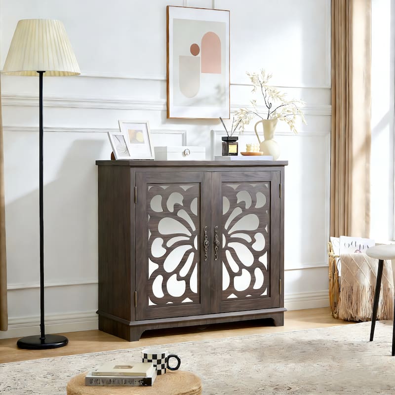 Elegant sideboard with 2 acrylic mirrored doors Sideboard and Buffet