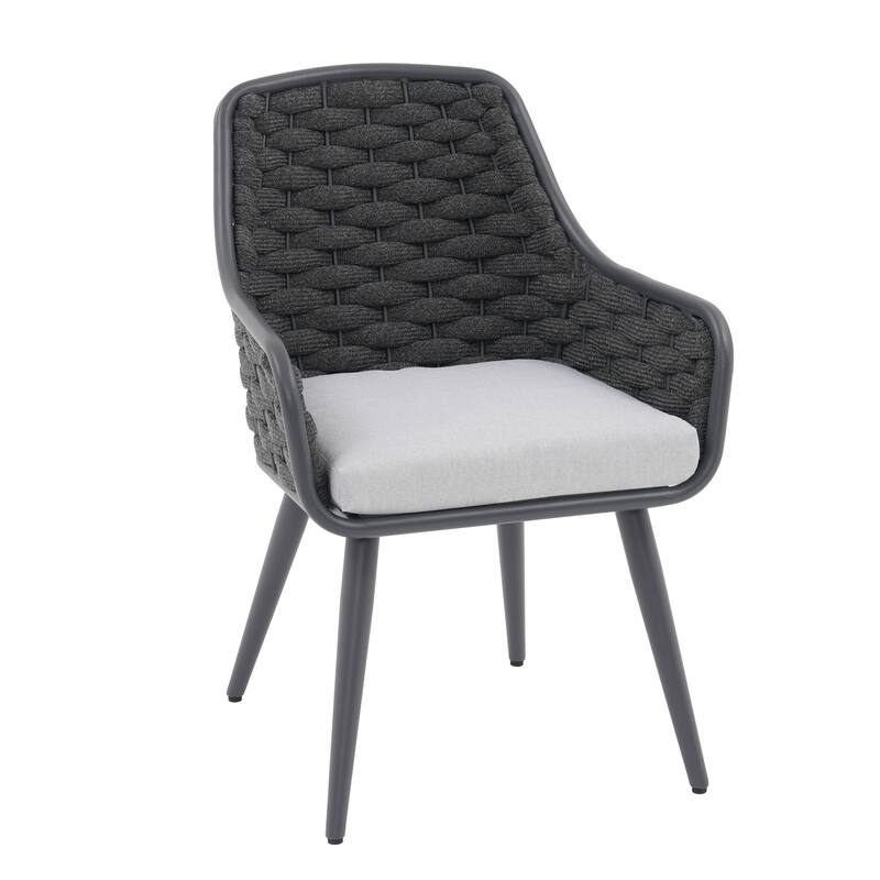 Outdoor Patio Dining Sets with Handwoven Rope Chairs and X-leg Aluminum Dining Table for 8 Persons