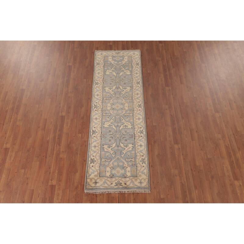 Transitional Oushak Runner Rug Hand-Knotted Wool Carpet - 2'7"x 7'10"