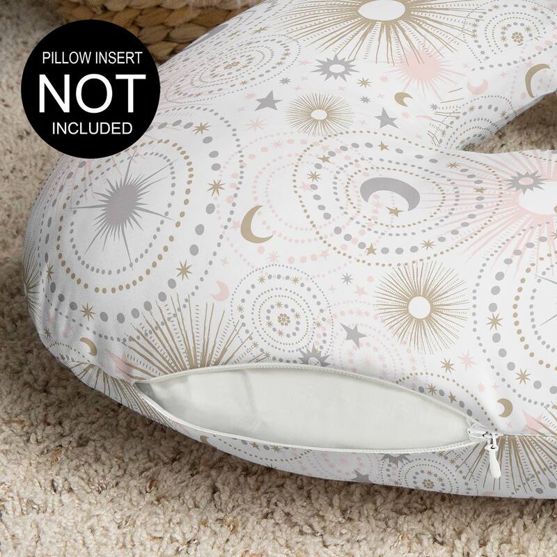 Sweet Jojo Designs Star and Moon Nursing Breastfeeding Pillow Cover Case (Pillow Not Included) Blush Pink Gold Grey Celestial