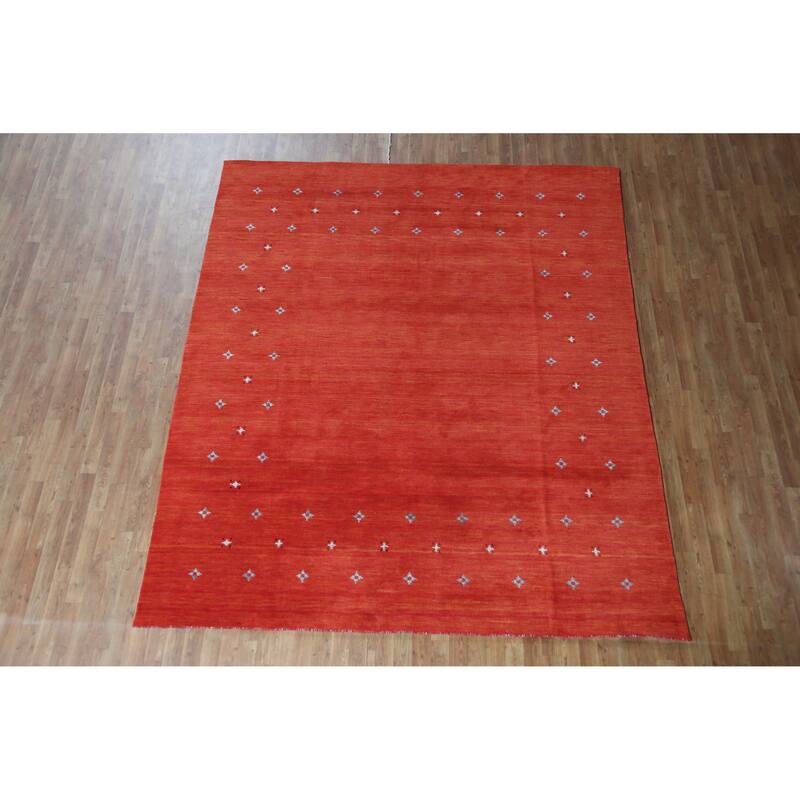 Hand Knotted Oriental 100% Wool Carpet Tribal Tribal Oranges & Rust Gabbeh Area Rug - 9' 8'' X 8' 3''