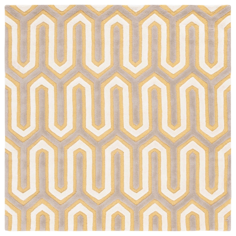 SAFAVIEH, Handmade Cambridge Faiza Modern Moroccan Wool Rug - 6' Square - Gold/Grey