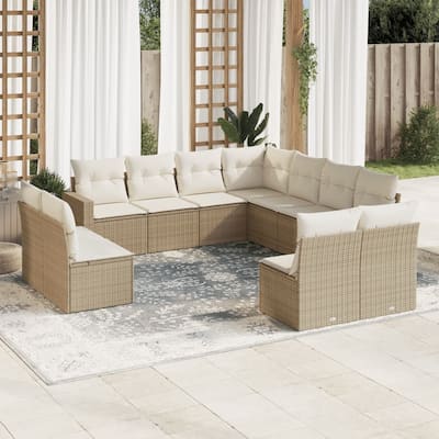 vidaXL Garden Sofa Set Beige - 24.4 x 25.8 x 27.2
