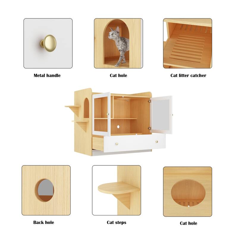 Multifunctional Pet Litter Box Cabinet Stylish Hideaway for Your Cat