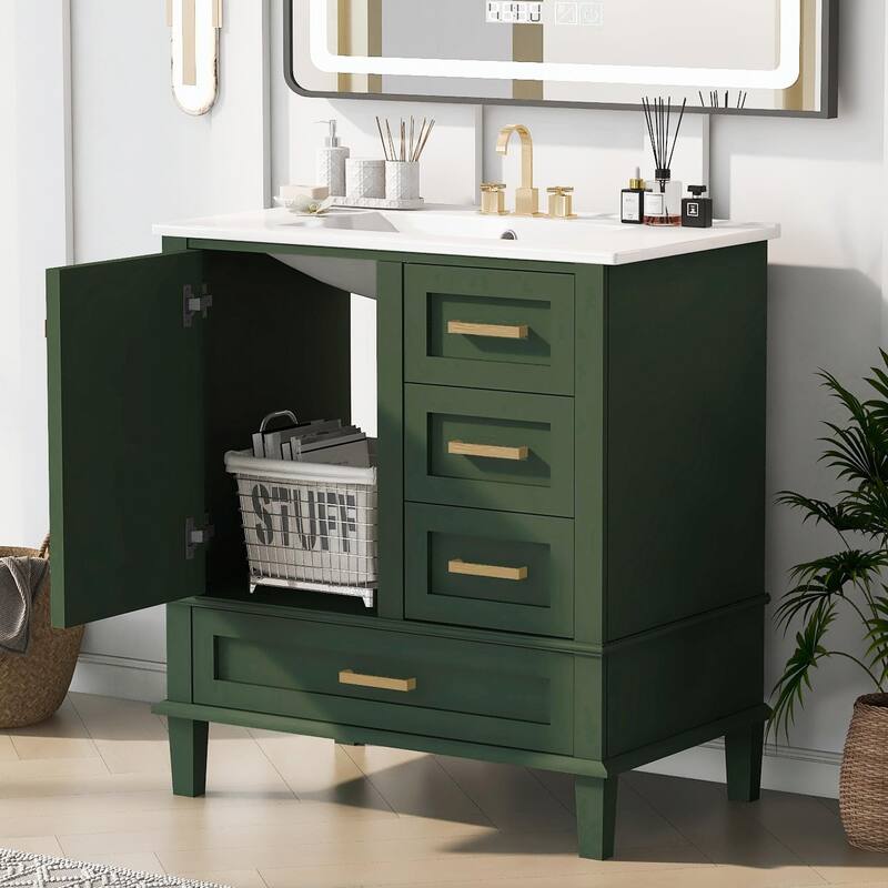 30" Modern Bathroom Vanity with Sink, Storage Cabinet